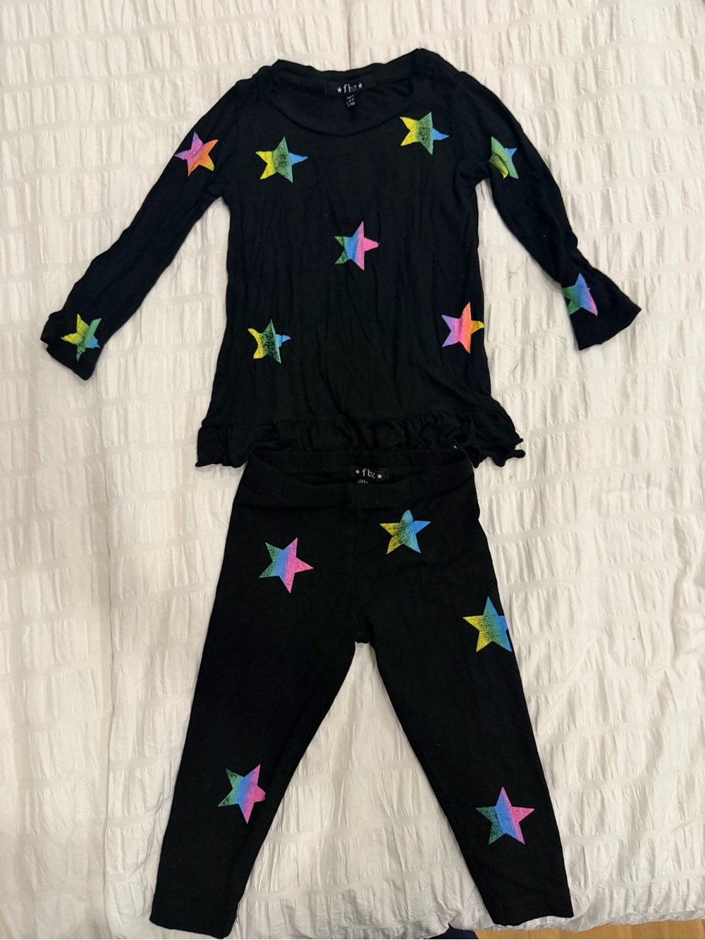 Flowers by Zoe Black Pajama Set with Multicolor Star Prints